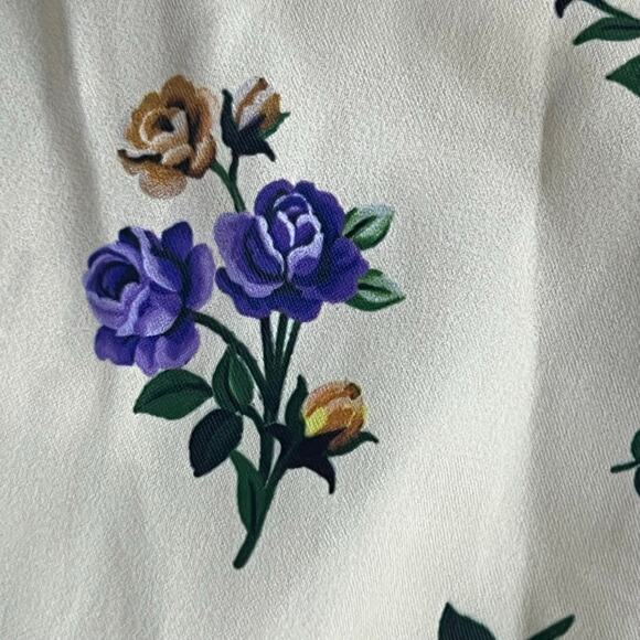 Zara Cream Floral Satin Printed and Black Crochet Knit Midi Length Dress - Picture 9 of 10